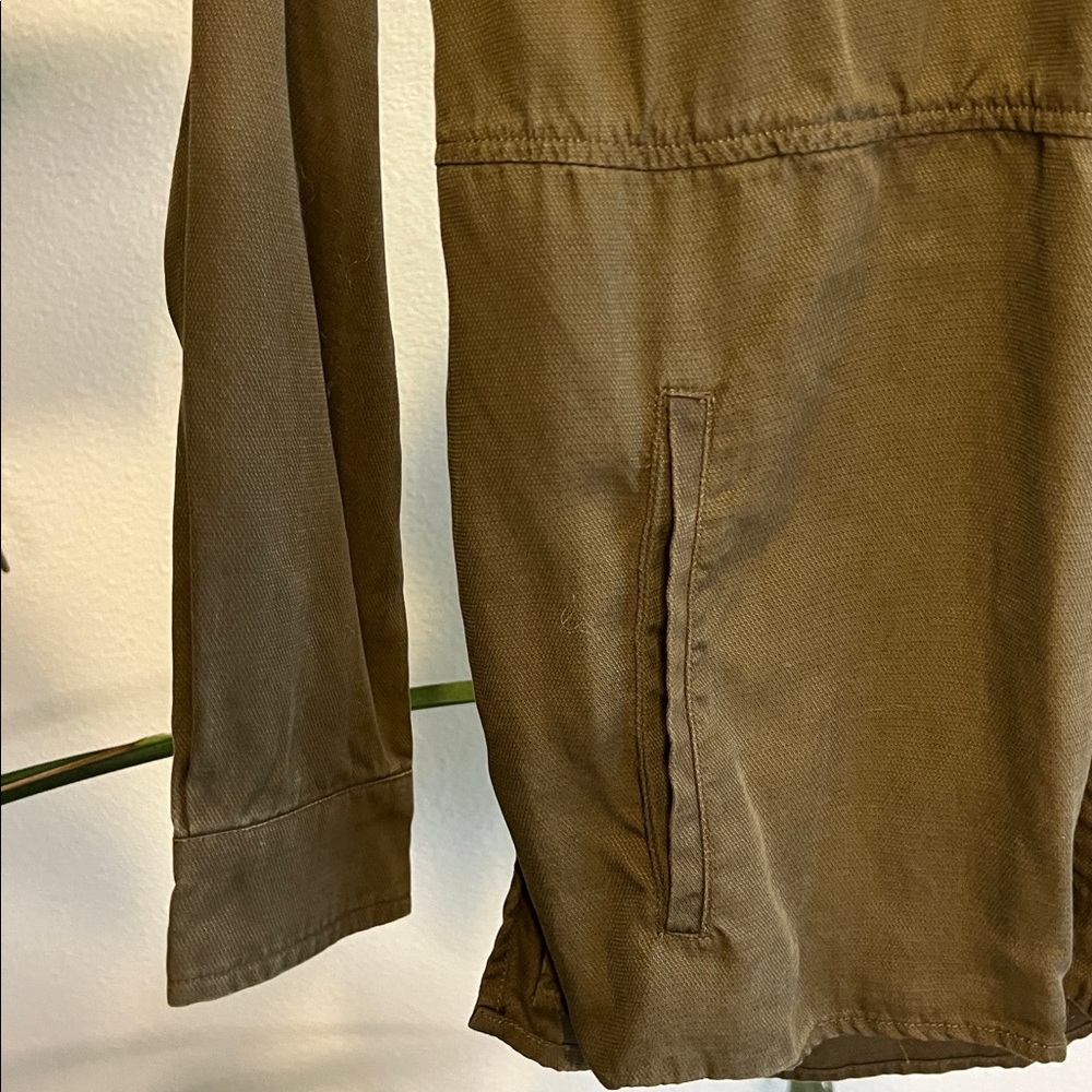 Zara TRF (Trafaluc) Outerwear | Olive Green Ruffled Button-Up | Sz Large - Picture 5 of 6